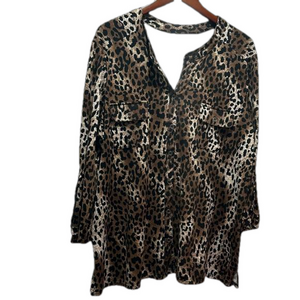 Kim Kim rogers women’s long sleeve animal print blouse size XL GUC